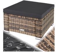 Fauteuil de jardin - TECTAKE - Pouf en rotin BITONTO anti UV, intempéries combinable, facile à monter 53x53x26cm - Marron naturel