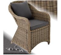Fauteuil de jardin - TECTAKE - Siège détente d'extérieur rotin accoudoirs, cadre aliminium, anti UV 71 x 60 x 84 cm - Marron Naturel