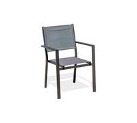 DCB Garden – Fauteuil de jardin TOLEDE empilable en aluminium et textilène – Gris anthracite
