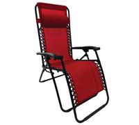 Fauteuil de jardin Transat Bain de soleil Pliable Inclinable avec accoudoirs et appui-tête 90 x 110 x 65,5 cm - Rouge - Textilène