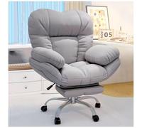 Fauteuil De Jeu, Chaise Informatique avec Repose-Pieds, Chaise De Bureau à Domicile avec Assise Large, Fauteuil Inclinable Ergonomique Pivotant à 360° pour La Maison, Jeu, Gris/Blanc/Rose