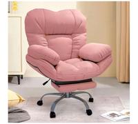 Fauteuil De Jeu, Chaise Informatique avec Repose-Pieds, Chaise De Bureau à Domicile avec Assise Large, Fauteuil Inclinable Ergonomique Pivotant à 360° pour La Maison, Jeu, Gris/Blanc/Rose