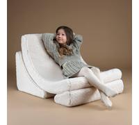 Fauteuil de jeu enfant - pouf design lune en teddy cream white TU