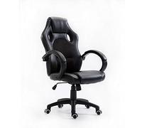 Fauteuil De Jeu Vidéo Racing Inclinable - Accoudoir Rembourré Réglable Ergonomique Appuie-Pied À Dossier Haut Pivotant Appui-Tête Oreiller De Soutien Lombaire Seau En Cuir Ordinateur De Bureau,Noir