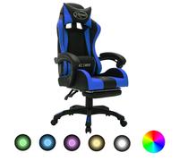 Fauteuil de Jeux Vidéo avec LED RVB Blanc et Noir Similicuir Bureau vidaXL