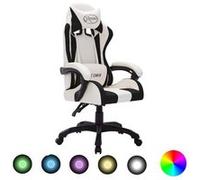 Fauteuil de jeux vidéo avec LED RVB Blanc et noir Similicuir multicolore G