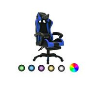 Fauteuil de jeux vidéo avec LED RVB Bleu et noir Similicuir