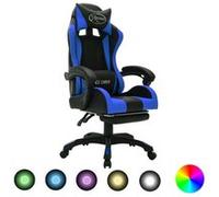 Vidaxl Fauteuil De Jeux Vidéo Avec Led Rvb Bleu Et Noir Similicuir Noir