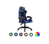 Fauteuil de jeux vidéo avec LED RVB Bleu et noir Similicuir287996