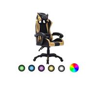 Fauteuil de jeux vidéo avec LED RVB Doré et noir Similicuir287998