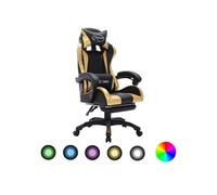 Fauteuil de jeux vidéo avec LED RVB Doré et noir Similicuir288008