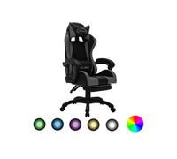 Fauteuil de jeux vidéo avec LED RVB Gris et noir Similicuir288010