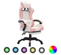 Fauteuil de jeux vidéo avec LED RVB Rose et blanc Similicuir multicolore G