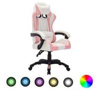 Fauteuil de jeux vidéo avec LED RVB Rose et noir Similicuir Noir et rose G