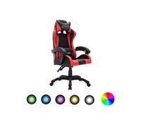 vidaXL Fauteuil de jeux vidéo avec LED RVB Rouge et noir Similicuir