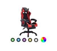 Vidaxl Fauteuil De Jeux Vidéo Avec Led Rvb Rouge Et Noir Similicuir Rouge