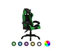 Fauteuil de jeux vidéo avec LED RVB Vert et noir Similicuir287999
