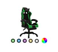 Fauteuil de jeux vidéo avec LED RVB Vert et noir Similicuir288009