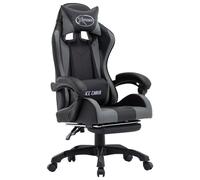 Fauteuil de Jeux Vidéo avec Repose-pied Doré et Noir Similicuir Bureau vidaXL