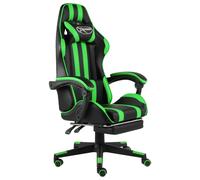 Fauteuil de Jeux Vidéo avec Repose-pied Noir et Vert Similicuir Chaise vidaXL