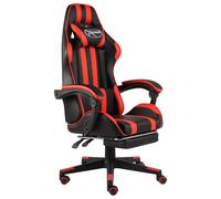 Fauteuil de jeux vidéo et repose-pied Noir et rouge Similicuir