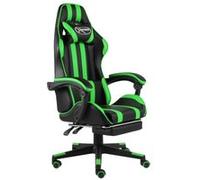 Fauteuil de Jeux Vidéo avec Repose-pied Noir et Vert Similicuir Chaise vidaXL