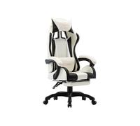Fauteuil de jeux vidéo et repose pied Noir et blanc Similicuir