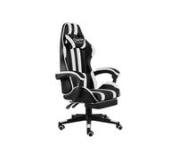 Fauteuil de jeux vidéo et repose-pied Noir et blanc Similicuir20531