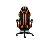 Fauteuil de jeux vidéo et repose-pied Noir et orange Similicuir