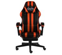 Fauteuil de jeux vidéo et repose-pied Noir et orange Similicuir - VidaXL