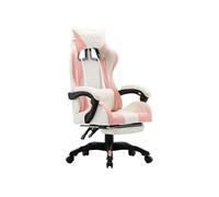 Fauteuil de jeux vidéo et repose pied Rose et blanc Similicuir