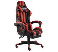 Fauteuil de jeux vidéo - VIDAXL - Noir et rouge - Similicuir - Réglable en hauteur - Repose-pied