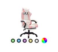 Fauteuil de jeux vidï¿½o avec LED RVB Rose et blanc Similicuir
