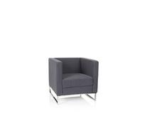 Fauteuil de lounge BARBADOS Structure en acier inoxydable tissu 1 place gris foncé