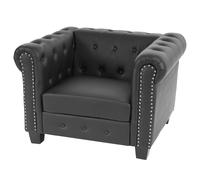 Fauteuil de luxe lounge relax Chesterfield similicuir pieds carrés, noir Multicolore