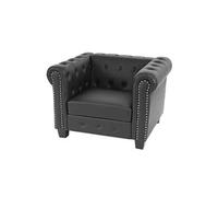 Fauteuil de luxe lounge relax Chesterfield similicuir pieds carrés, noir