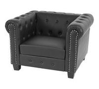 Fauteuil de luxe lounge relax Chesterfield similicuir pieds carrés, noir