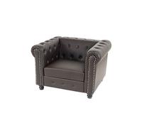 Fauteuil de luxe lounge relax Chesterfield similicuir pieds ronds, brun antique