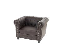 Fauteuil de luxe lounge relax Chesterfield similicuir pieds ronds, brun antique