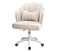 Fauteuil de maquillage pivotant à 360° en velours élégant avec motif coquillage parfait pour salon et chambre à coucher Blanc