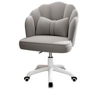 Fauteuil de maquillage pivotant à 360° en velours - Fauteuil esthétique en coquillage pour salon et chambre à coucher - Fauteuil élégant en gris, parfait pour la beauté et le confort