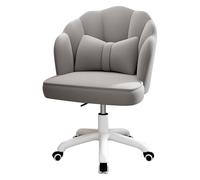 Fauteuil de maquillage pivotant à 360° en velours gris élégant, design coquillage, parfait pour le salon et la chambre à coucher, fauteuil esthétique pour la beauté et le confort