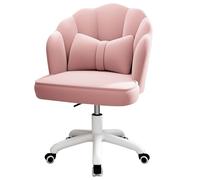 Fauteuil de maquillage pivotant à 360° en velours rose avec design élégant en coquillage pour salon et chambre à coucher idéal pour la beauté et le confort