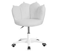 Fauteuil de Maquillage Pivotant, Chaise de Coiffeuse pour Chambre et Salon, avec Rembourrage en Flanelle et Coussin en Mousse, Rotation à 360 Degrés et Réglage de la Hauteur pour Coiffeuse. Gris C