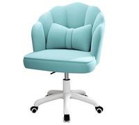 Fauteuil de Maquillage pivotant en Velours à 360° au Design esthétique en Forme de Coquillage, élégant Fauteuil de Coiffeuse pour Salon et Chambre, élégant Fauteuil d'appoint Bleu