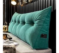 Fauteuil de Maquillage, tête de lit Triangulaire, Coussin de Lecture, Repose-lit, avec Boutons capitonnés, Grand Coussin de Soutien du Dossier en Velours Vert, 200 cm