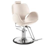 Fauteuil de maquillage Xanitalia Lumia clair avec dossier inclinable et repose-pieds, moderne, simili cuir blanc ou noir, adapté aux salons de coiffure et parfumeries, pour maquillage et détente