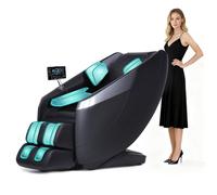 Fauteuil de massage 3D HealthRelife, rail SL 135 cm, massage corporel complet, scanner corporel, écran tactile, chauffage dorsal, Bluetooth, 28 coussins gonflables (Noir)