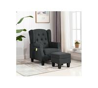 Fauteuil de massage avec repose-pied Gris foncé Tissu