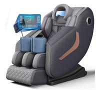 Fauteuil de Massage Complet avec Rail SL Long, Zéro Gravité et Massage des Yeux, Scan Corporel AI, Shiatsu Chauffant, Haut-parleur Bluetooth, Écran Tactile LCD, Livré Assemblé(Gray)